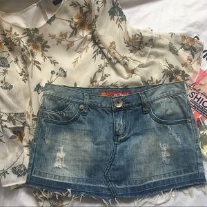 Hot Kiss Juniors Distressed Denim Mini Skirt